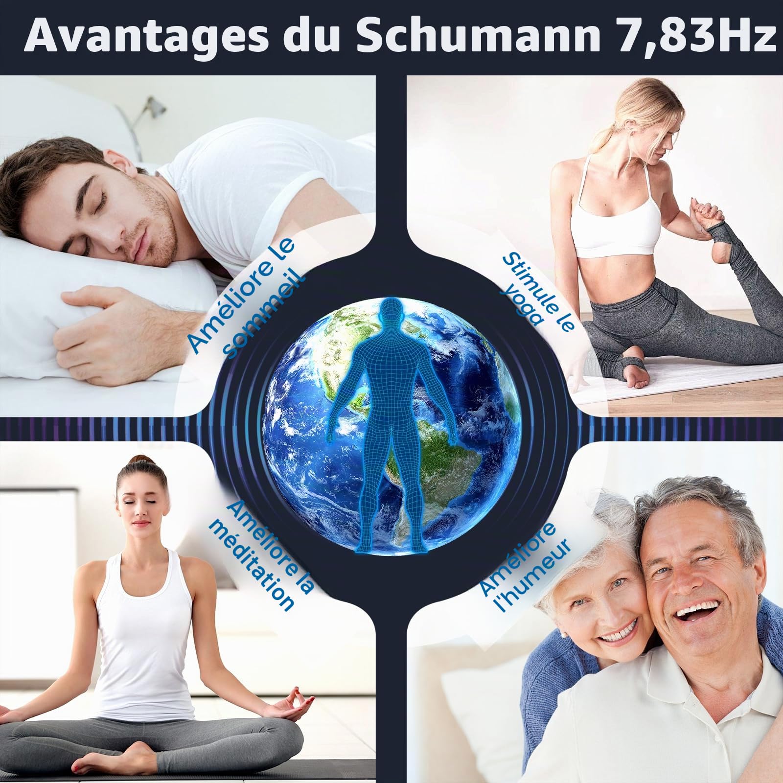 Générateur de fréquences 7,83 Hz réglable 0,1 Hz-200 kHz, avec écran et connexion USB - Générateur de fréquences pour l'aide au sommeil, portable pour la maison, le bureau, comme cadeau de