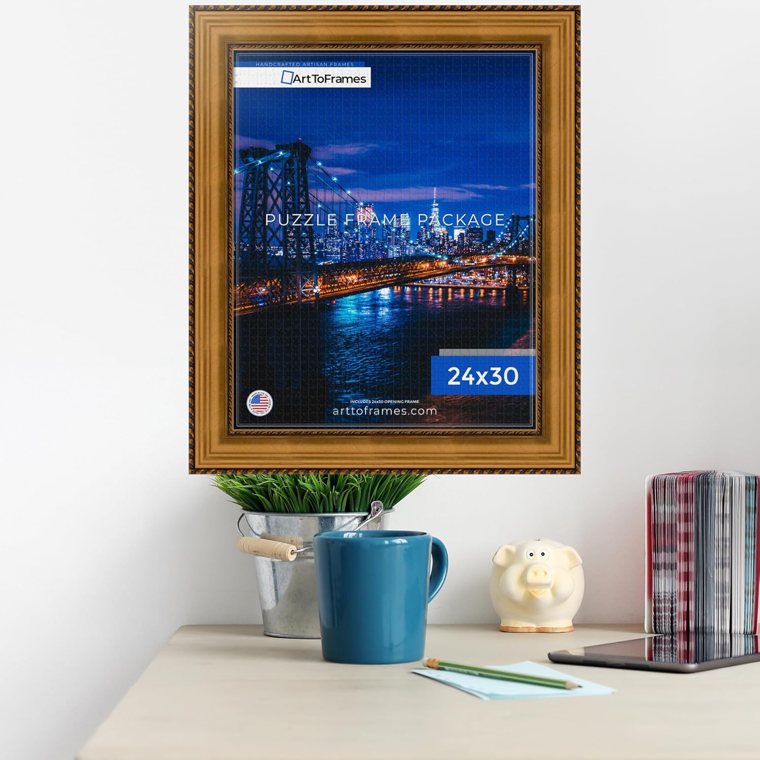 ArtToFrames 24x30 INCH/61x76.2 CM Multi Frame for 1000 piece Puzzles.This 3.50 Inch Custom Wood Puzzle Frame is Other - Comes with Economy Acrylic (Puzzle5167-24x30)