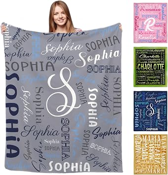 Personalized Blankets and Throws- Custom Blanket with Name for Adults and Kids, for Women and Men, Customized Flannel Throw for Baby Girls and Boys 60"x50"for Teen