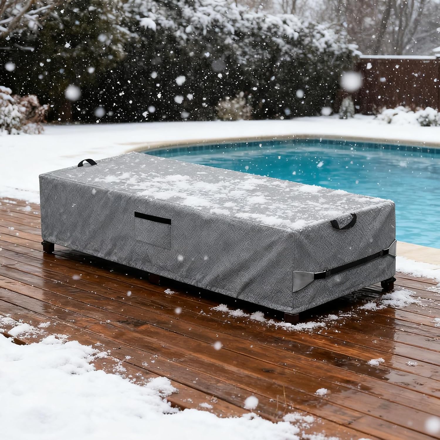 Waterproof Patio Lounge Chair Cover 2 Pack,Heavy Duty 600D Waterproof Outdoor Chaise Lounge Covers,Outdoor Furniture Covers Compatible with 80" x 27" x 14" H,Grey - Image 8