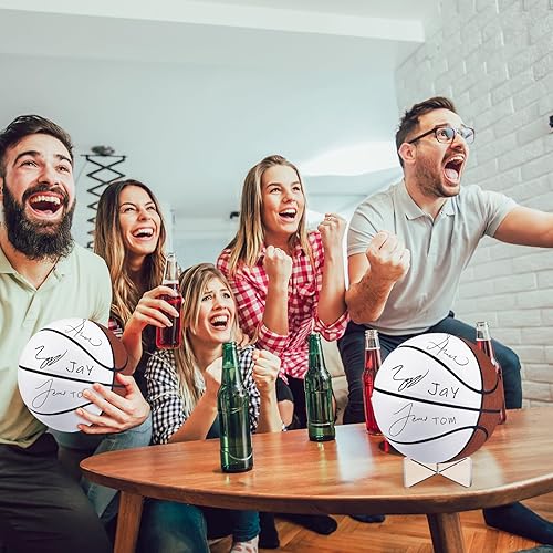 Miniatura 5 de Liliful Autograph Baloncesto con soporte de bola acrílica, bolígrafo de firma y bomba en blanco, bola oficial de 4 paneles, regalos para
