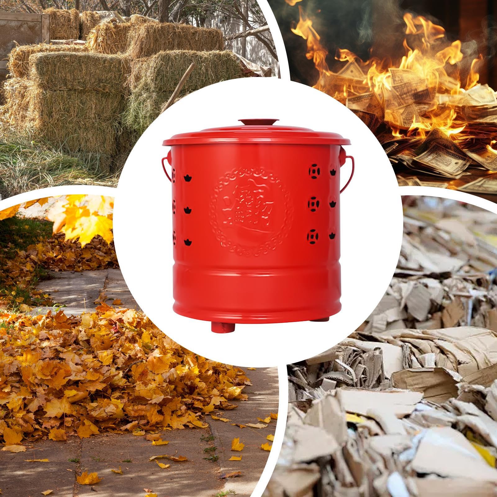 Secchio Inceneritore Carta Inceneritore A Barile Rituale Tradizionale | Contenitore Bruciatore Inceneritore In Acciaio Per Foglie, Legna, Rifiuti, Offerte Per Antenati, Cerimonie Fun