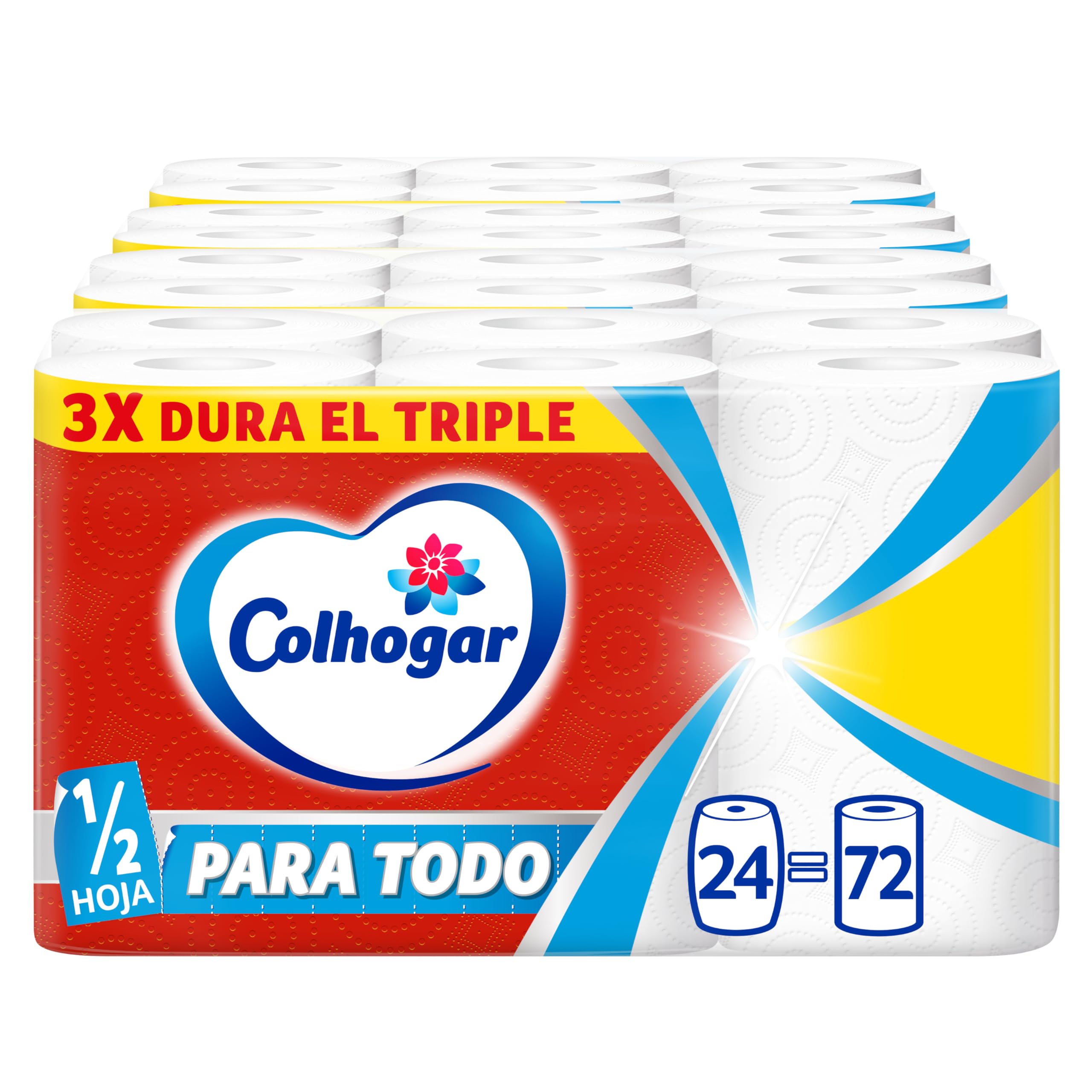 Colhogar Paratodo Rollos x24 - Rollos para Cocina Multiusos y Absorbente - 24=72 Rollos (4x6)