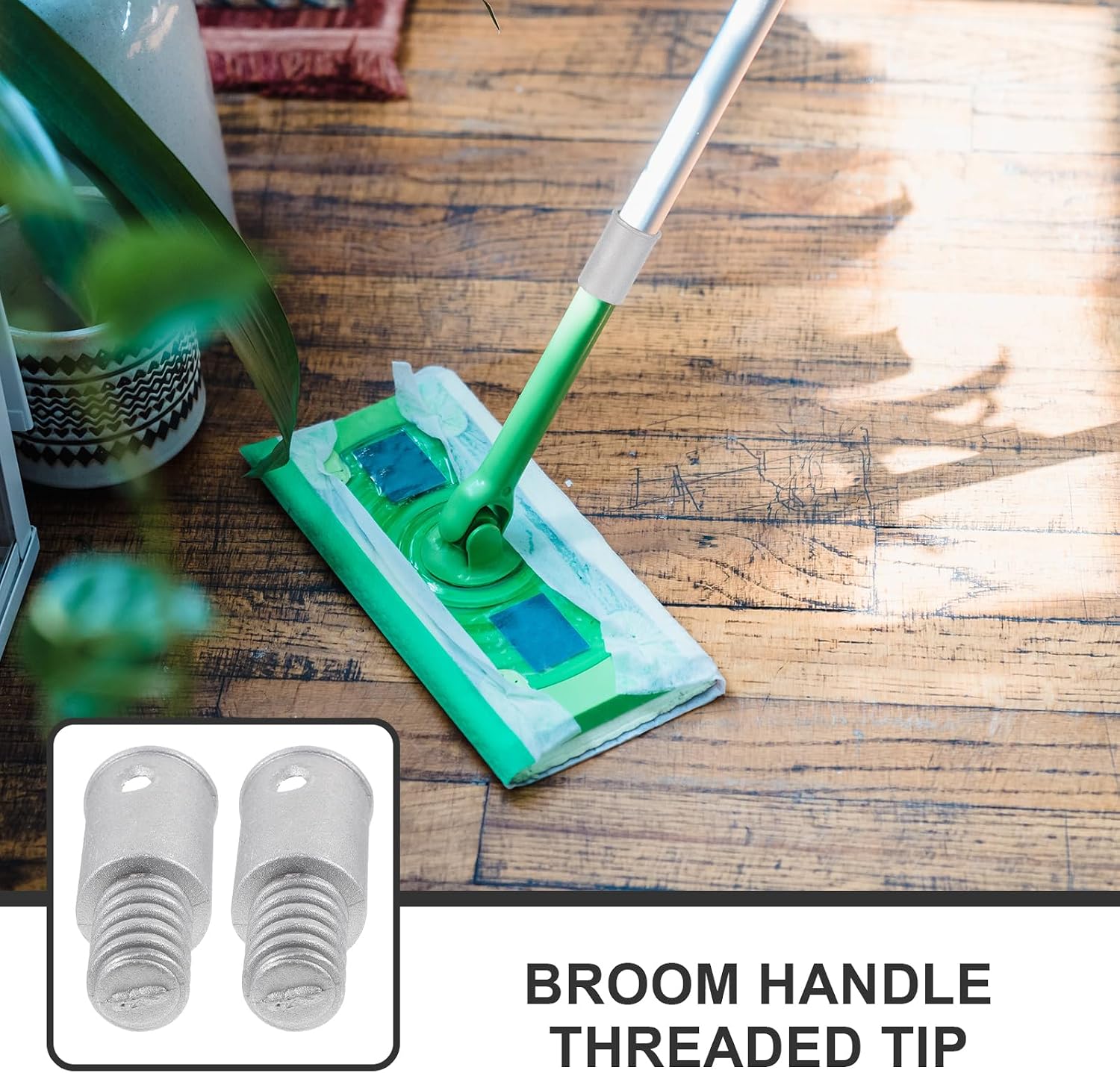 HEALLILY 2pcs Adapter Rod Threaded Tip Repair Tip for Extension Pole Extension Pole Threaded End Connector Telescoping Broom Adapter Mop Stick Household Metal