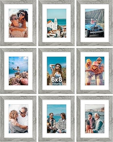 Vista 105 de Vittanly - Juego de 9 portarretratos, plexiglás resistente a rupturas, exhibe fotos de 12 x 12 pulgadas o, con paspartú, de 8 x 8 pulgadas, marcos