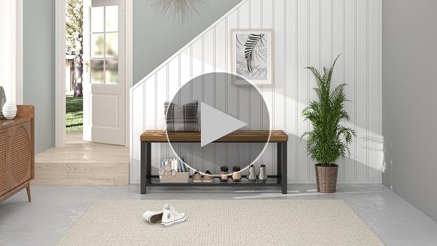 超人気＆希少！TRUCK FURNITURE BENCH AND SHELVES Amazon.com: EXCEFUR Entryway Bench, Modern Wood and Metal