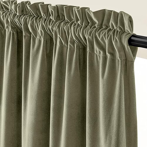 Miniatura 2 de Lazzzy - 2 paneles de cortinas opacas de terciopelo, con aislamiento térmico, con bolsillo para cortinero, para dormitorio, sala de estar,