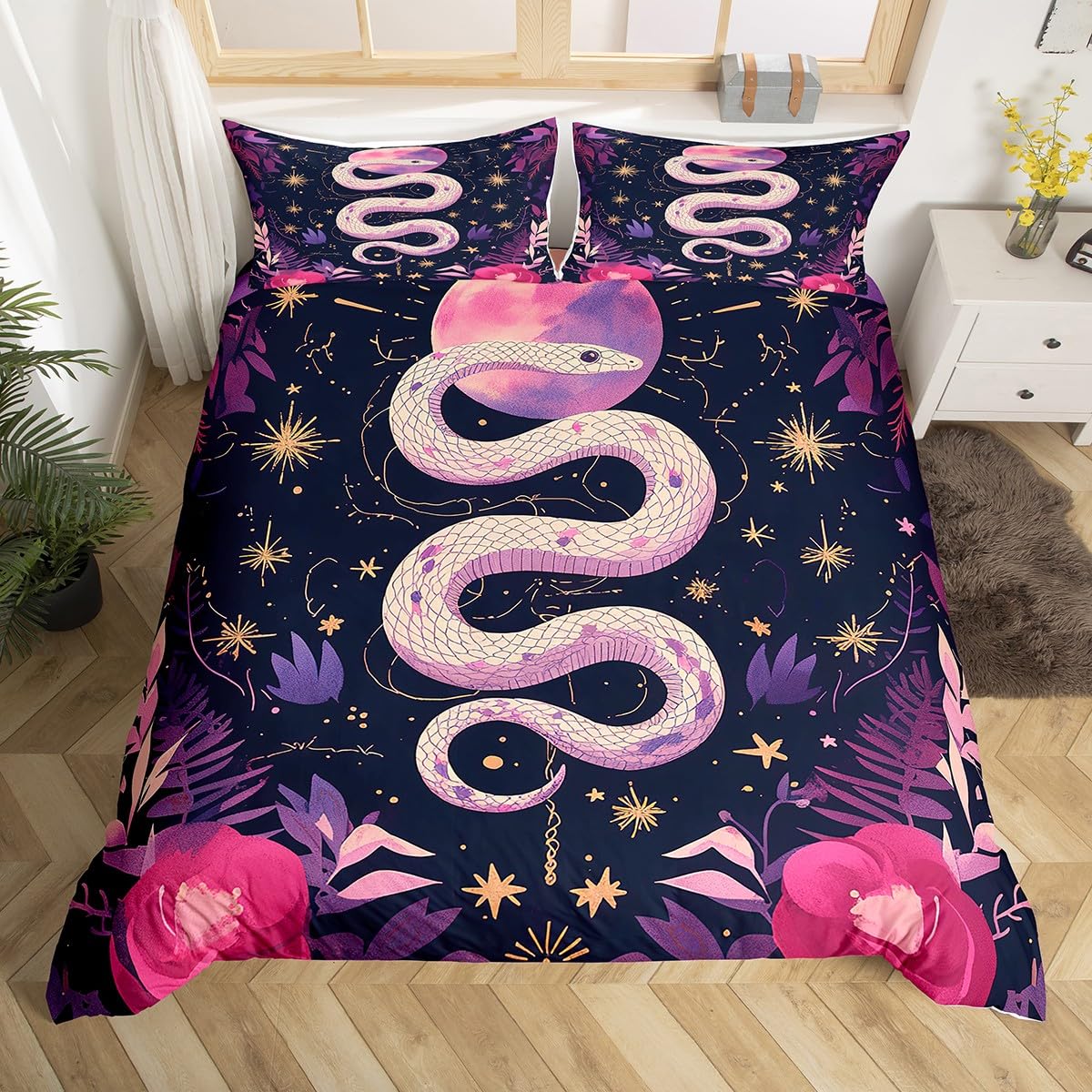 Housse de couette bohème lune et serpent pour illuminer la chambre des enfants