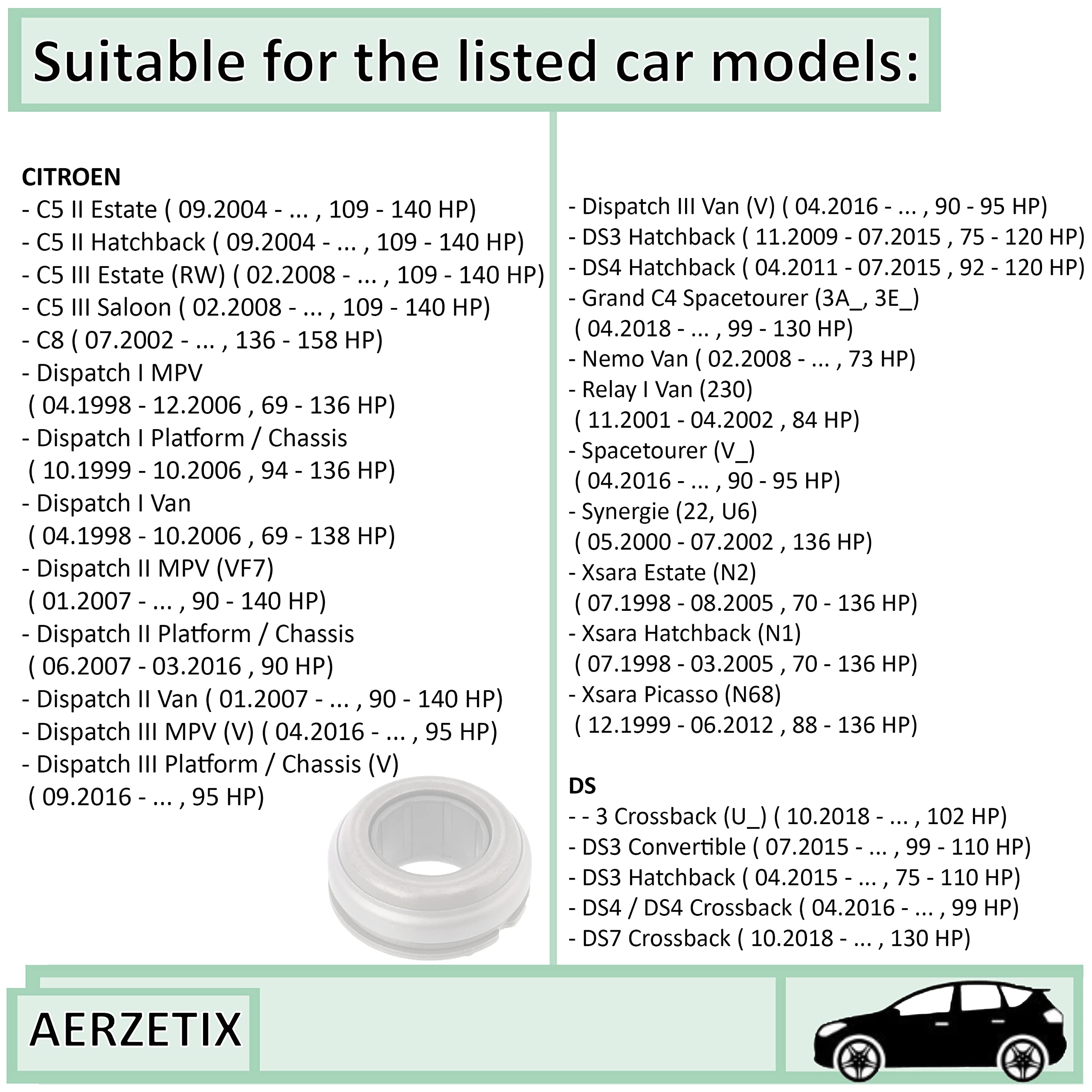 AERZETIX - C66714 - Butée d'embrayage - compatible avec numéros OE 1611266180, 1611266780, 204163, 204168, 204175, 204194, 204197, 2041A7, 96882261