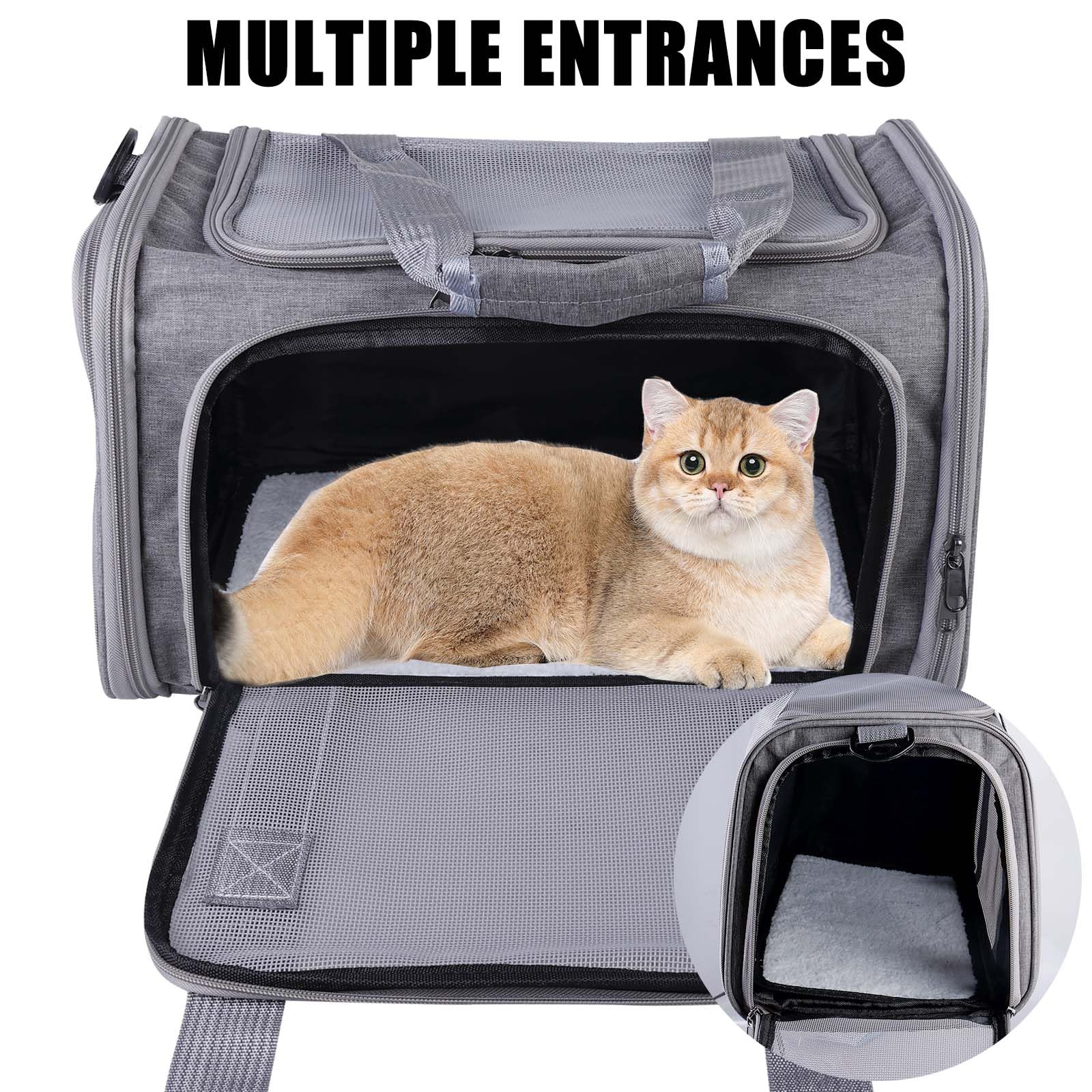 40*25*25cm Katzentransporttasche Haustiertasche kleine, 3kg Faltbare Transportbox Katze mit Schulterriemen Transportbox Katze Katzentransportbox Hunde Katzen Transportboxen für kleine Katzen Hunde-S