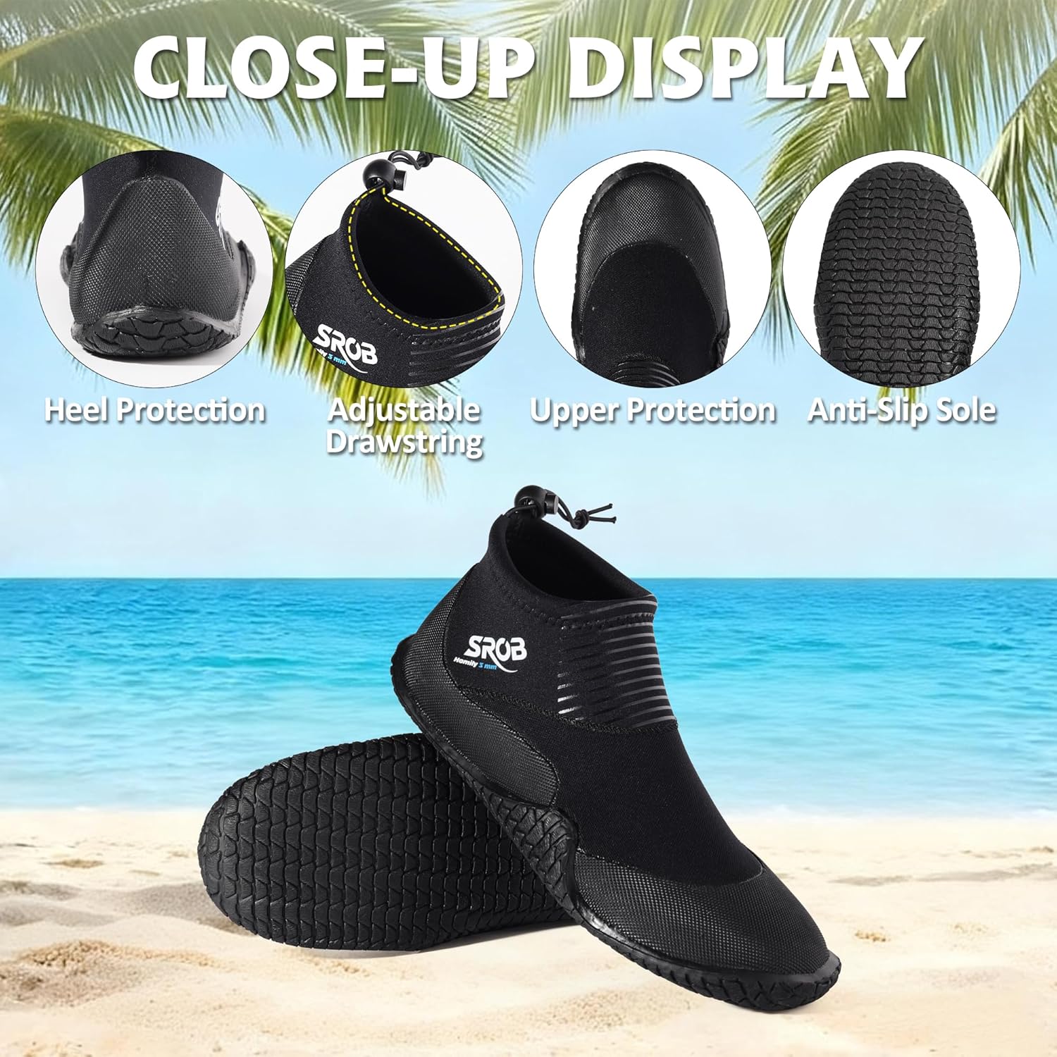 Neoprene Dive Boots 3mm with Premium Anti-Slip Rubber Sole Wetsuit for Men Women,Water Fin Sailing Shoes for Water Sports Scuba Diving Surf Snorkeling Kayaking - Image 3