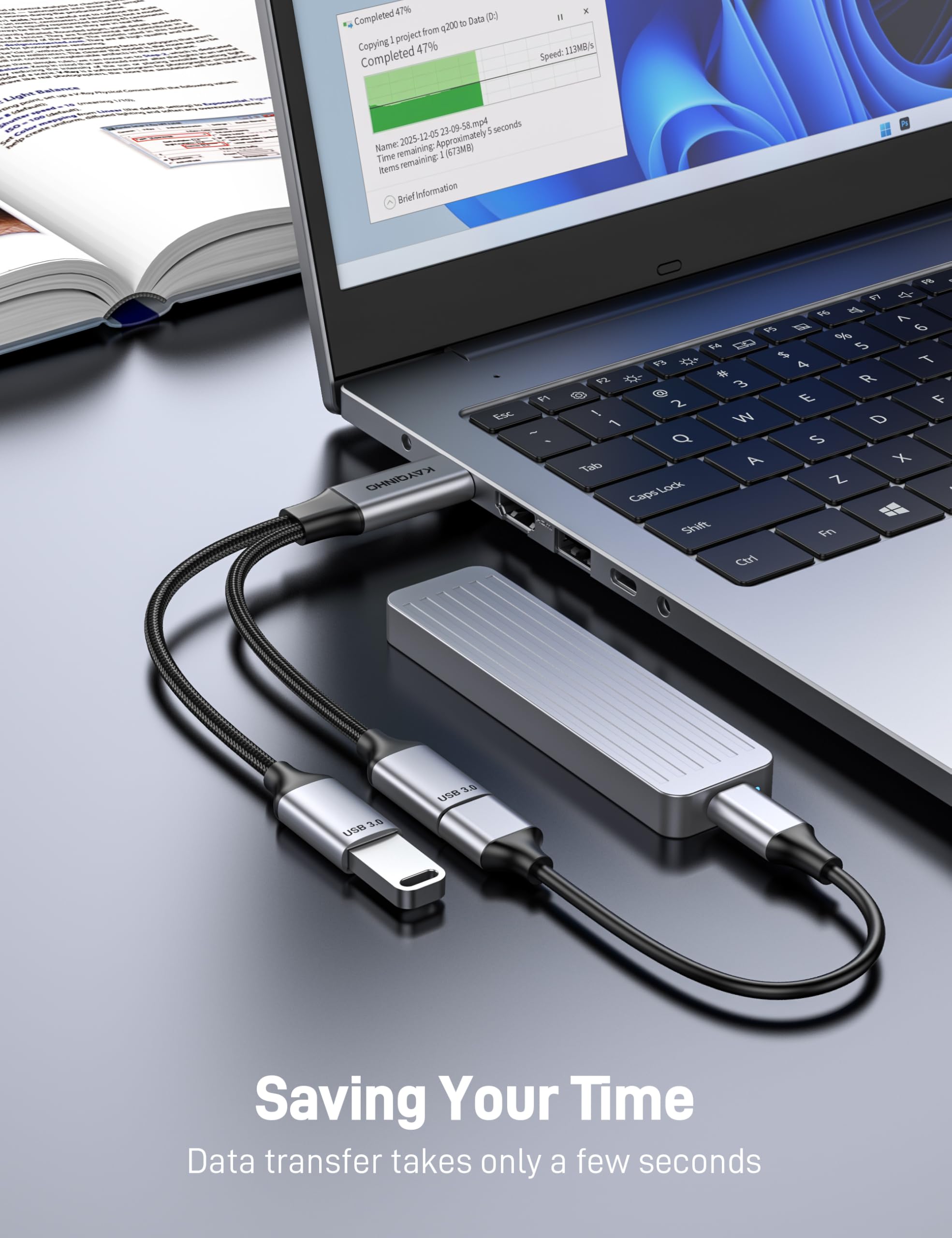 Confezione da 3 cavi splitter USB 2 in 1, hub USB 3.0 portatile per ricarica, trasferimento dati, laptop, Mac, PS4, PS5, mouse, flashdrive, LED, ecc.