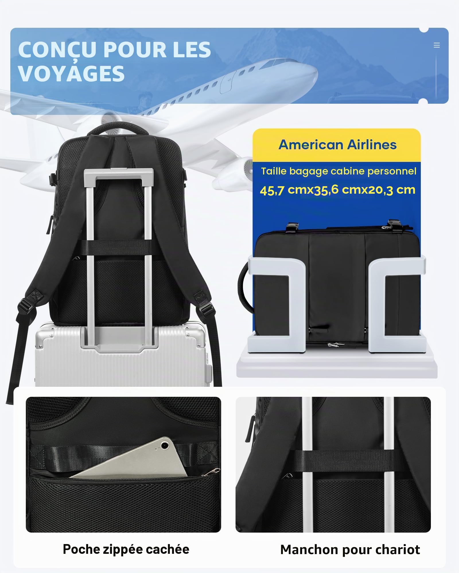 Sac à Dos Sous Vide Pour Femme,Sac à Dos Voyage cabine avion sous vide,Bagages Cabine Easyjet 45x36x20 pour Homme,Multifonction sac voyage sous vide étanche Avec Pompe,Ordinateur portable