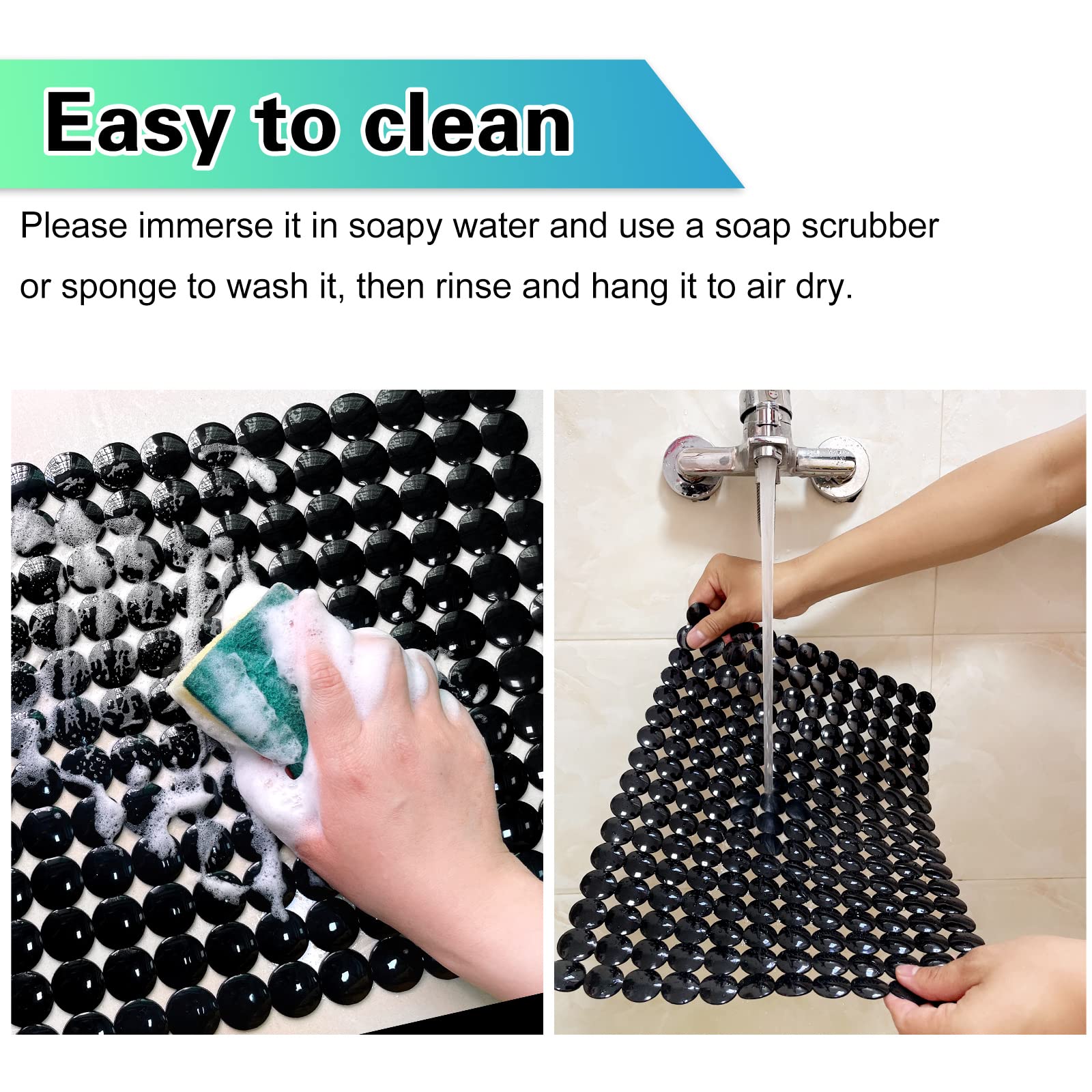 Qulable Lot De 2 Tapis D'évier De Cuisine PVC à Pois : Protecteur Réglable 30x40 Cm, Drainage Rapide