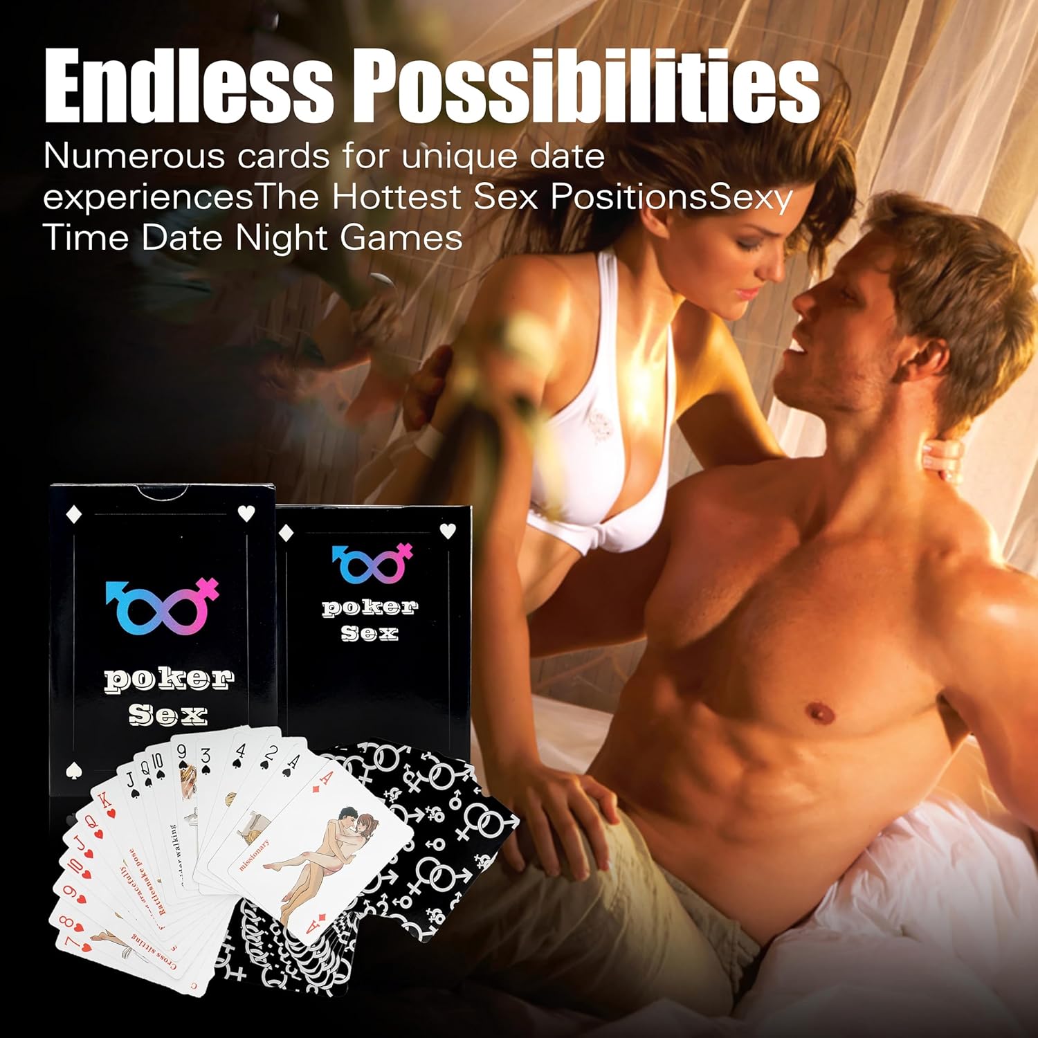 Romantic Fun Sex Poker Game – Date Night Game for Adult Couples, 54 Card Playing Card Scenario Game with Art Pose Illustrations, Funny Party Ideas, Naughty Gifts for Couple Friends and Partners