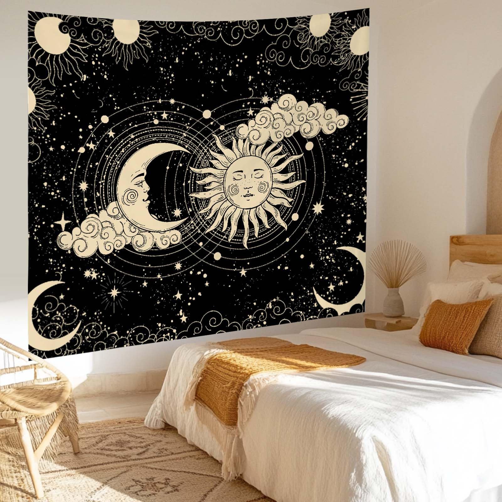 LZBXBXDA Arazzo Estetico Con Teschi Alla Luce Nera, Arazzo Con Sole E