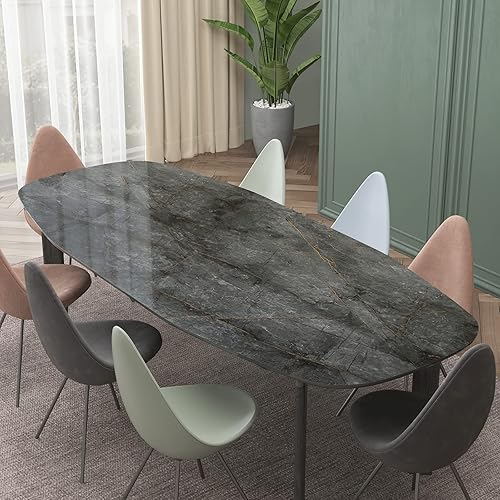 Miniatura 8 de JSEVEM Papel tapiz de mármol con patrón dorado cian oscuro, de 16 x 354 pulgadas, impermeable, con textura brillante y falsa, vinilo para encimeras