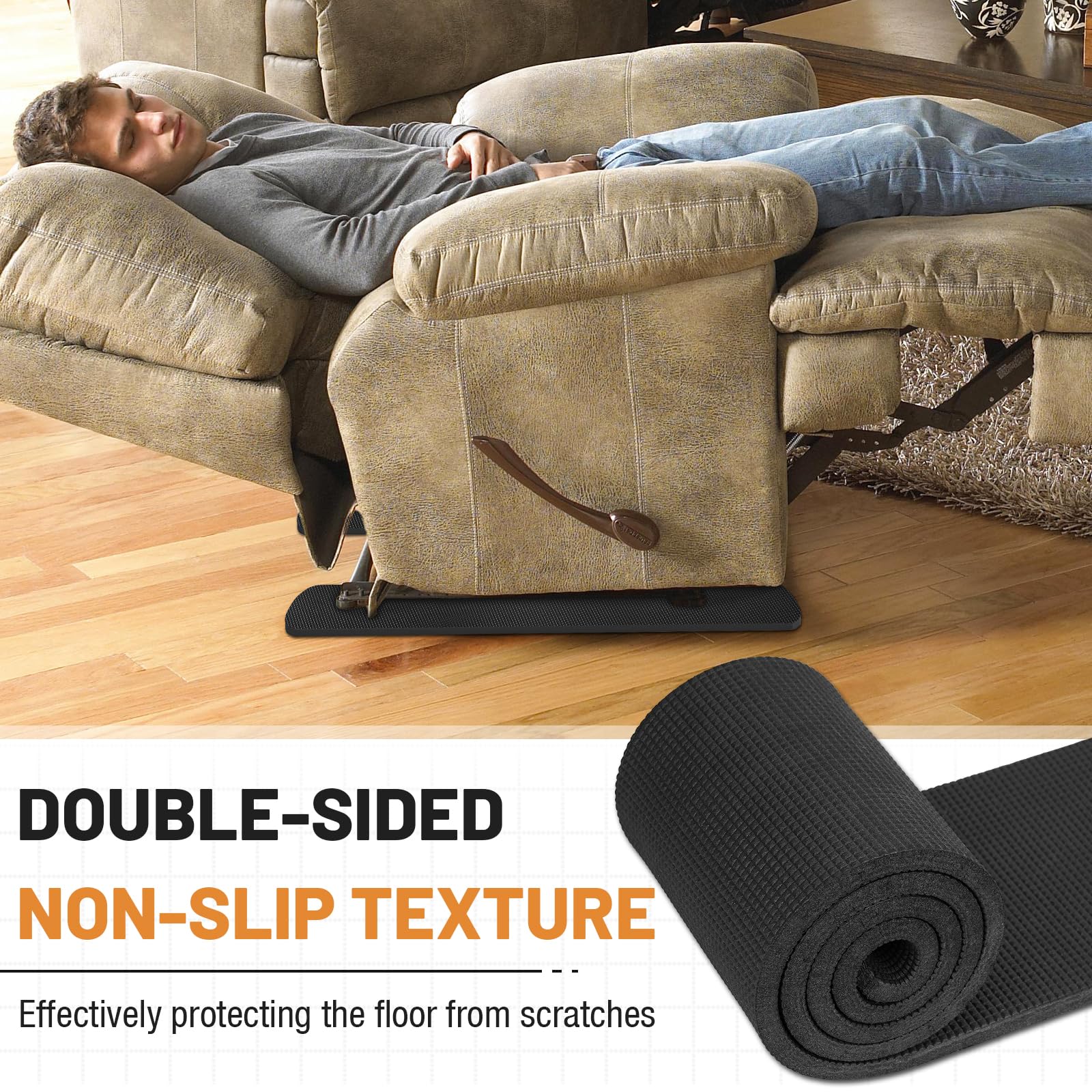 8 almohadillas antideslizantes de 30 pulgadas para suelos de madera dura y otros tipos de suelos, manteniendo reclinables, sofás, sillas y muebles en su lugar