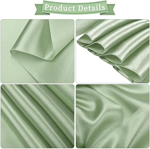 Miniatura 2 de fani 60 piezas de lazos de satén verde salvia para sillas, bandas universales para decoración de sillas en bodas, recepciones, restaurantes,