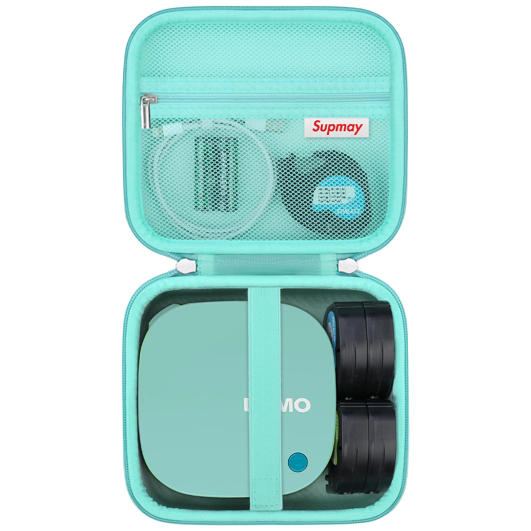 Supmay Hard Case for DYMO LetraTag 200B Bluetooth Compact Label Maker, Storage Holder Bag with Zipper Mesh Pocket for Label Tapes, Batteries, Charging Cable, Blue