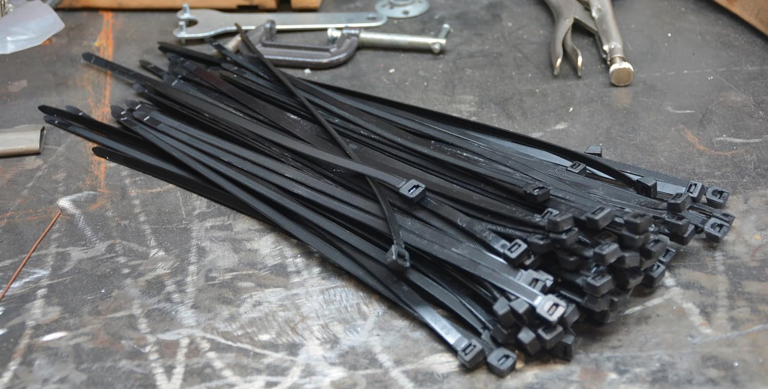 Pro Tie Heavy Duty Cable Ties, Self-Locking Nylon Cable Wire Ties for Indoor and Outdoor Use | 14.5-Inch, 120 lbs. Tensile Strength, UV Black Nylon, 100-Pack (PN: B14HD100)