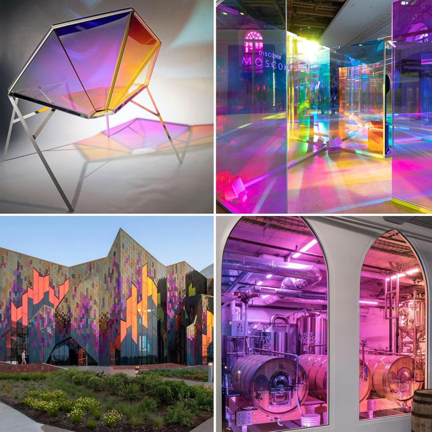 Red Chameleon Holographic Window Film Laser Rainbow Color Change Effect Transparent Window Tint Daytime Privacy Protection Film for Home Office Building Glass Decoration, 29.52" x 118.11"