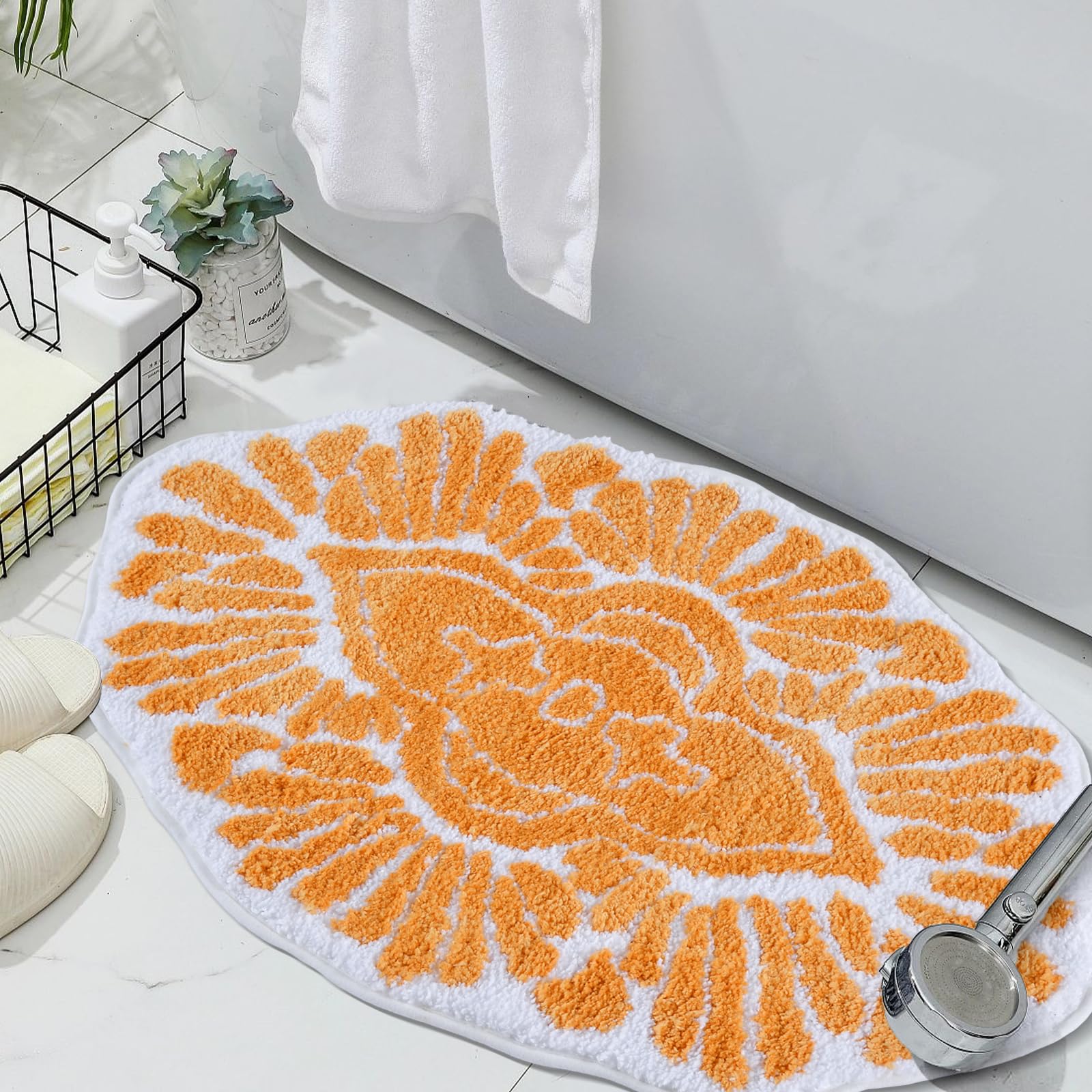 TOPSMCHER Boho Bath Mats Floral Bathroom Mat Vintage