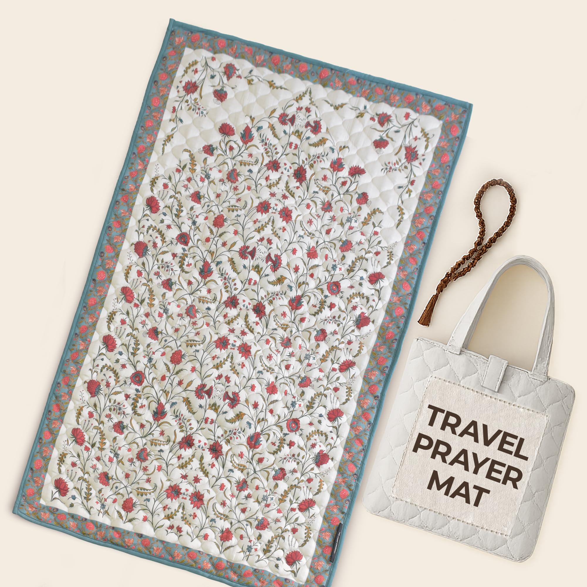 Foldable Travel Prayer Mat – 100% Soft Cotton, Double-Padded Muslim Prayer Mat for Home, Office & Mosque – Machine Washable – Ideal Islamic Gift for Hajj, Umrah, Ramadan & Eid – Samarkand Design