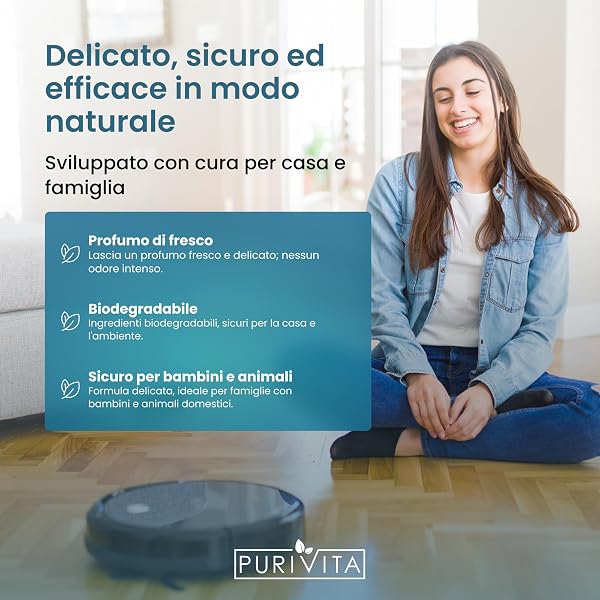 PURIVITA® Detergente per Robot Lavapavimenti [2x1L] - Detersivo Lava Pavimenti Robot - Liquido Prodotto Lavapavimenti - Floor Cleaner for Roboter - Per Tutti i Tipi di Robot Spazzino e Aspirapolvere - 2