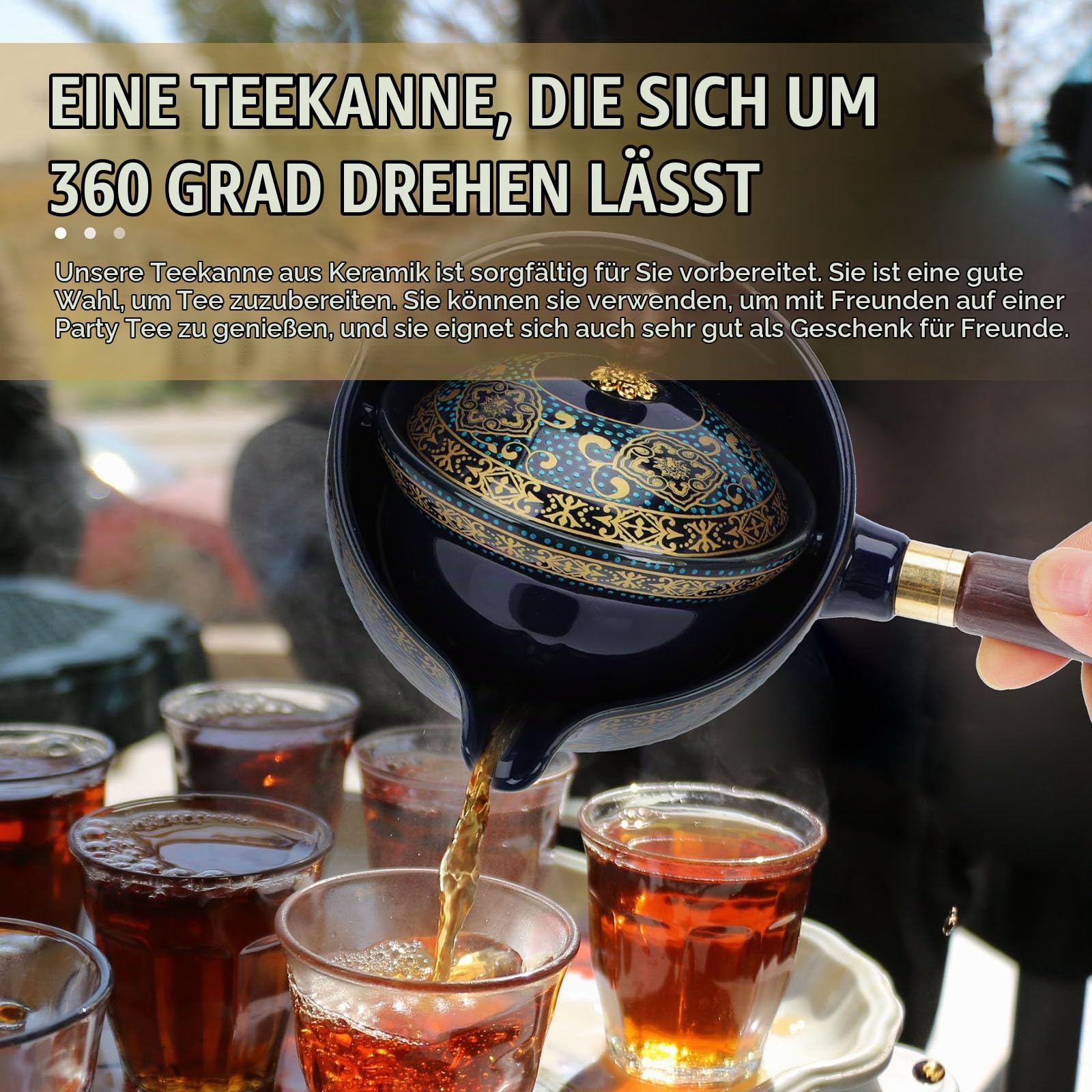 YARNOW Automatische Teekanne Aus Porzellan Teekanne Keramik Mit Edelstahlfilter 360° Drehbar Mit Tasse Lagerablage Und Geschenkbox Für Losen Tee Zuhause Oder Im Restaurant
