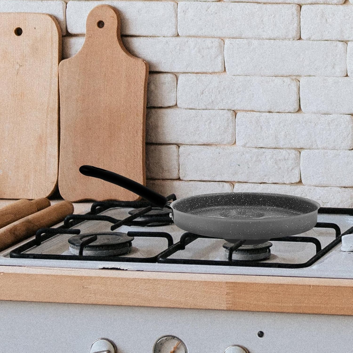 GLEAVI Nonstick 24cm 4-hole Fried Egg Pan Multifunctional Breakfast Pancake Omelet Pan Gray Universal for Gas and Electric Stovetops