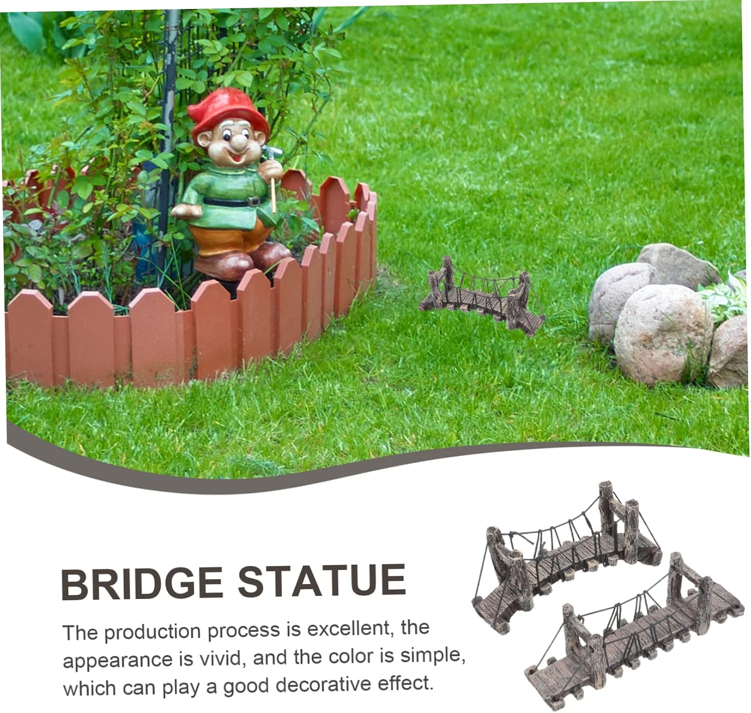 2pcs Miniature Resin Bridge Decoration for Landscaping Accessories Bridge Statues for Dollhouses Adorable Garden Arch Adornments and Lightweight Design