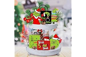 Adorable Grinch Counter Decor - Spread Christmas Cheer with 6 Tiered Tray Festive Decorations