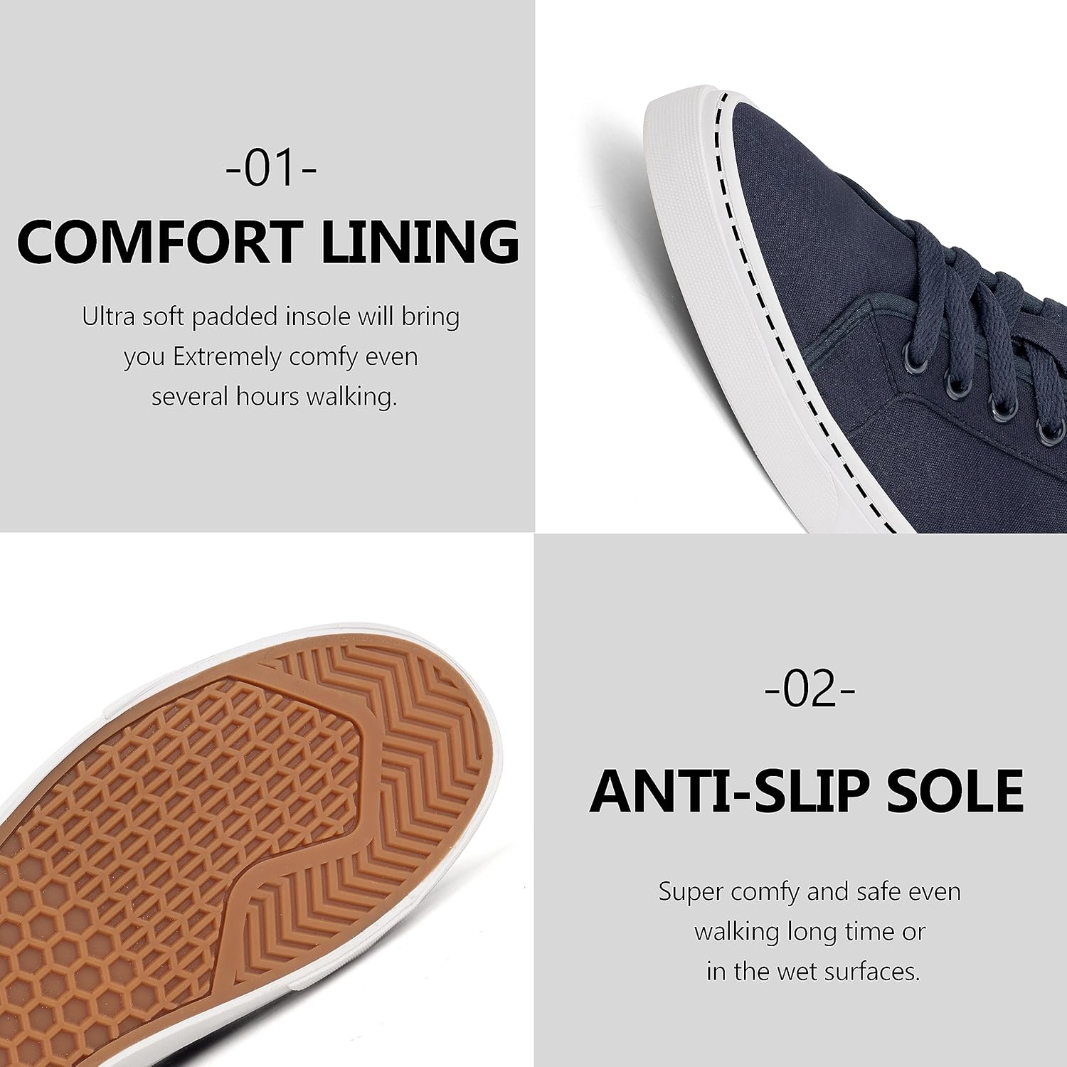 Men's Black Classic Low Top Shoes Canvas Fashion Sneaker with Soft Insole Causal Dress Shoes for Men Comfortable Walking Shoes - Image 7