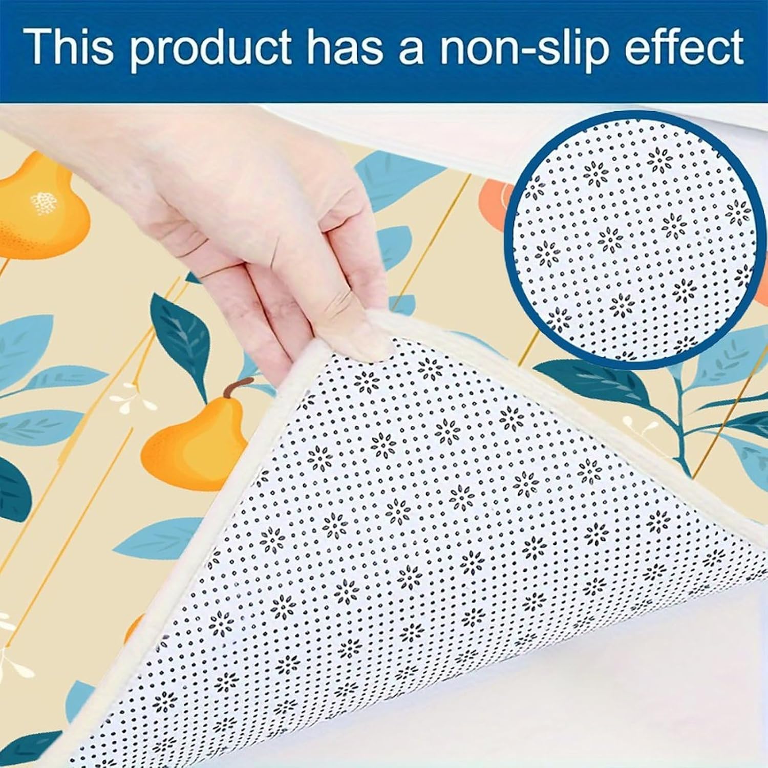 Pears and Leaves Kitchen Rugs Set of 3 Non Slip Washable Kitchen Mats for Floor Soft Area Rug Kitchen Floor Mat Cushioned Anti Fatigue Mats Standing Sink Mat Decor Runner Rugs