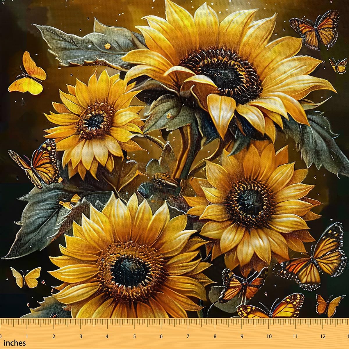 Erosebridal Sunflower Fabric by The Yard,Yellow Flowers Floral Upholstery Fabric for Teens Adult,Butterfly Botanical Nature Farmhouse Pattern Decor for Clothing Sewing Quilting,3 Yards