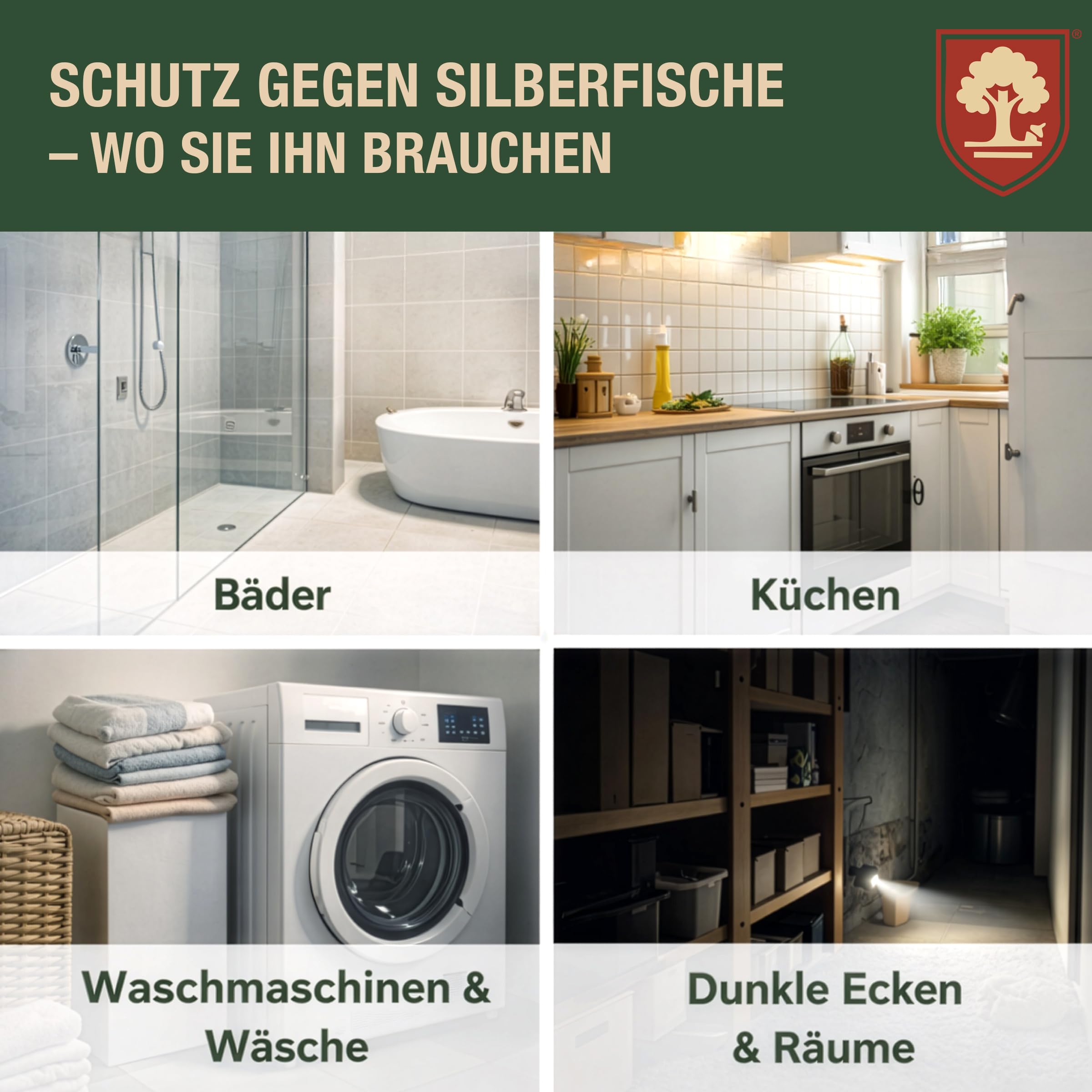 Silberfischspray gegen Silberfische & Papierfische – Langzeitschutz für Bad Küche Keller Wohnung, Ungezieferspray mit ätherischen Ölen, Insektenspray für Fugen Ritzen Innenräume Zuhause Schutz - 500ml