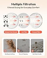 Vista 6 de EUHOMY Secadora portátil de 1.5 pies cúbicos con 4 programas de secado, capacidad de ropa de 5.5 libras, acabado de espejo y panel táctil LCD