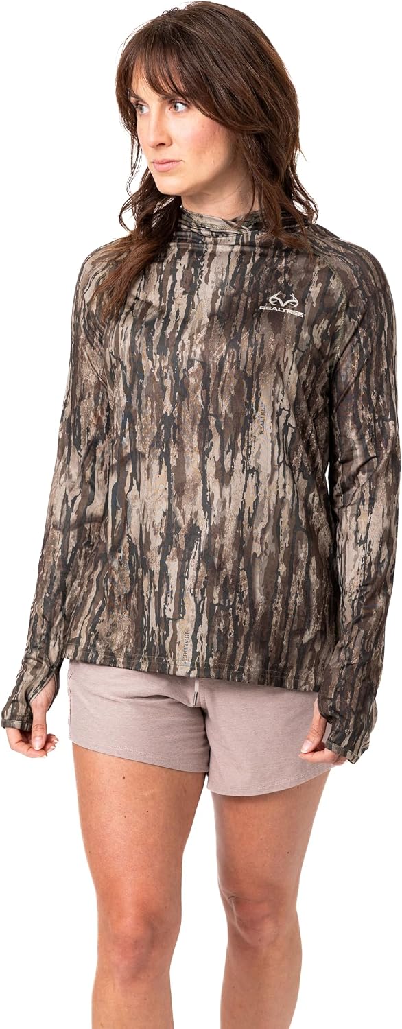Realtree Women's Fishing UV Protection Raglan Shirts - Moisture-Wicking, Sun Protection for Fishing, Running and Hiking Teal