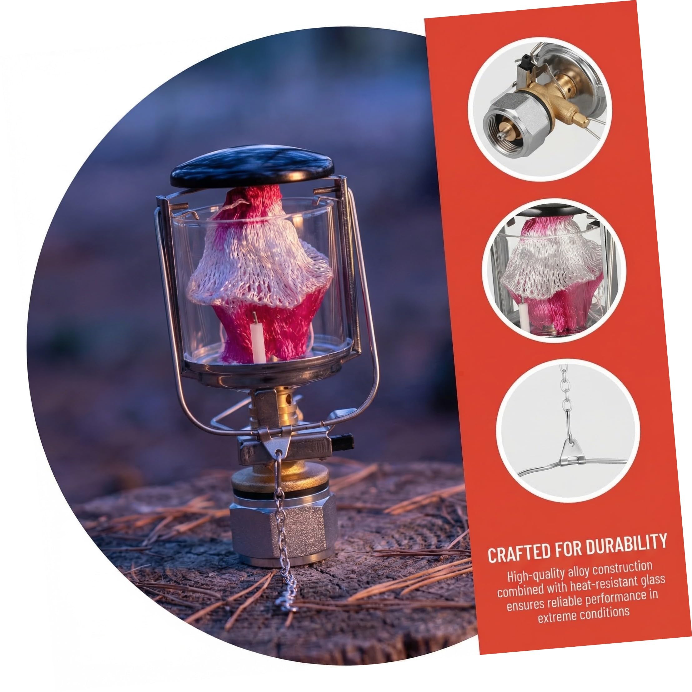 Ipetboom Lampada Gas da Campeggio Lanterna da Tenda a Gas e Serbatoio Americano Rame Nylon/plastica e Acciaio Inox per Campeggio All'aperto