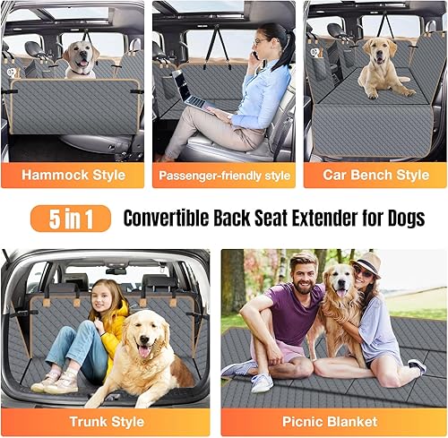 Miniatura 9 de Funda de asiento de automóvil para perro para asiento trasero, funda de cama de automóvil para perro más grande con parte inferior fuerte, extensor