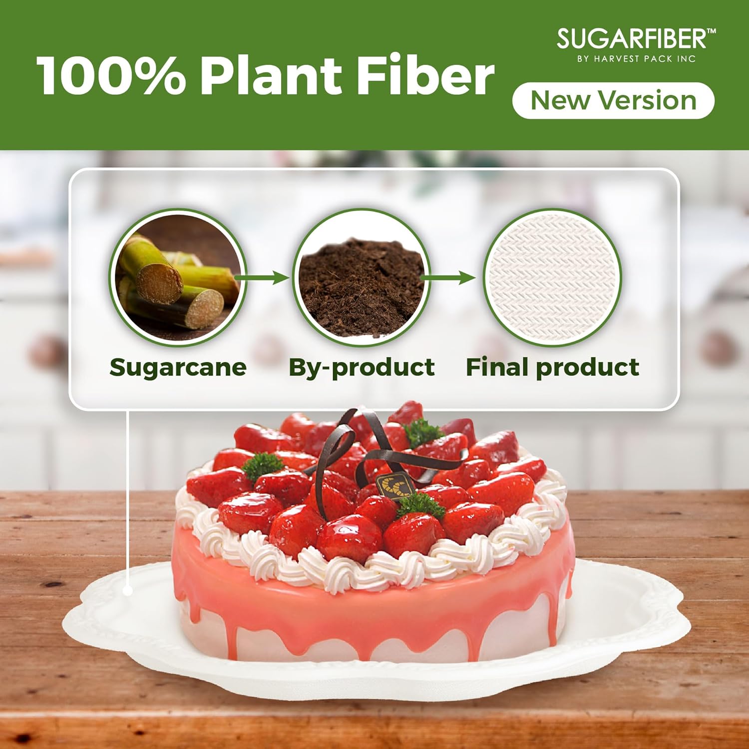 [50 COUNT]10-inch Compostable PFAS Free Floral Paper Plates, White Floral Acanthus Collection Natural Sugarcane Disposable Bagasse Eco Friendly Wedding Dinner Plates Elegant, New Version - Image 3