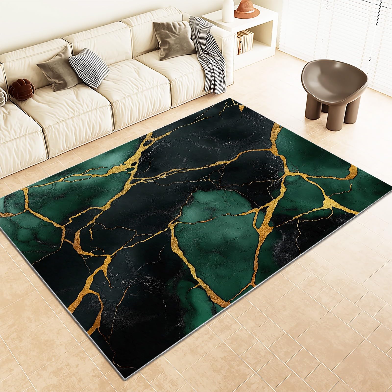 Generisch Wohnzimmer Teppich Smaragdgrün Outdoor Teppich Flur Schlafzimmer Digitale Kunst Marmor Teppich Küche Modern Kinderzimmer Flauschig rutschfest Teppich Waschbarer Teppich 160 x 230 cm