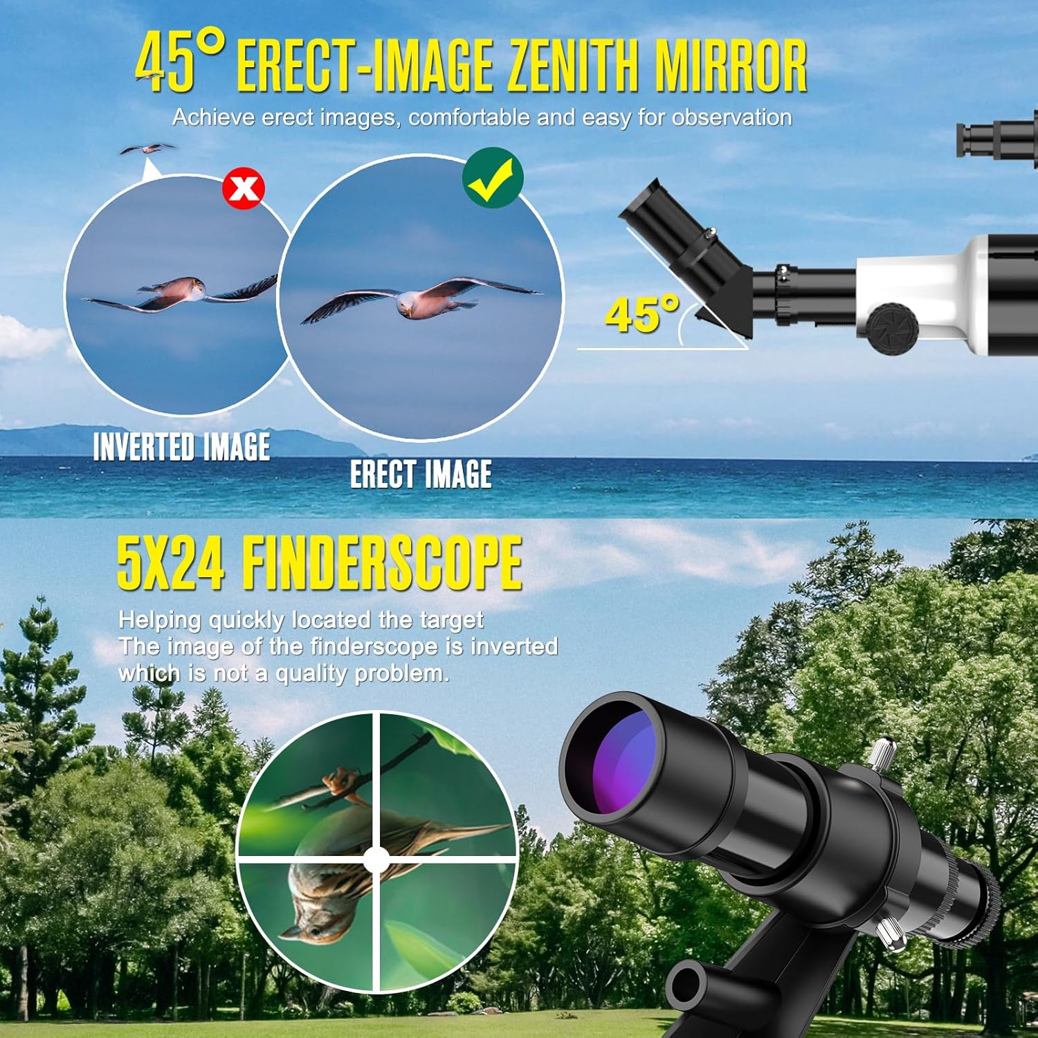 Telescope for Adults High Powered Astronomical,80mm Aperture 900mm Professional Refractor Telescopes for Astronomy Beginners 36-270X FMC with AZ Mount Tripod,Carrying Bag,Phone Adapter - Image 4