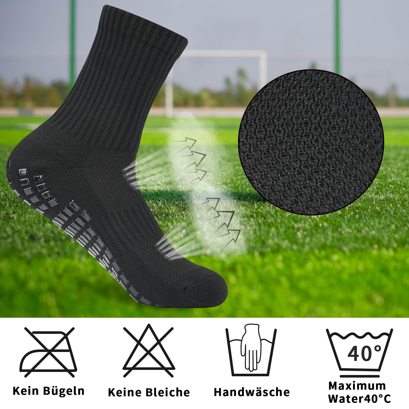 Chaussettes de football antidérapantes pour enfants, lot de 3 paires, tailles 31-34/35-38