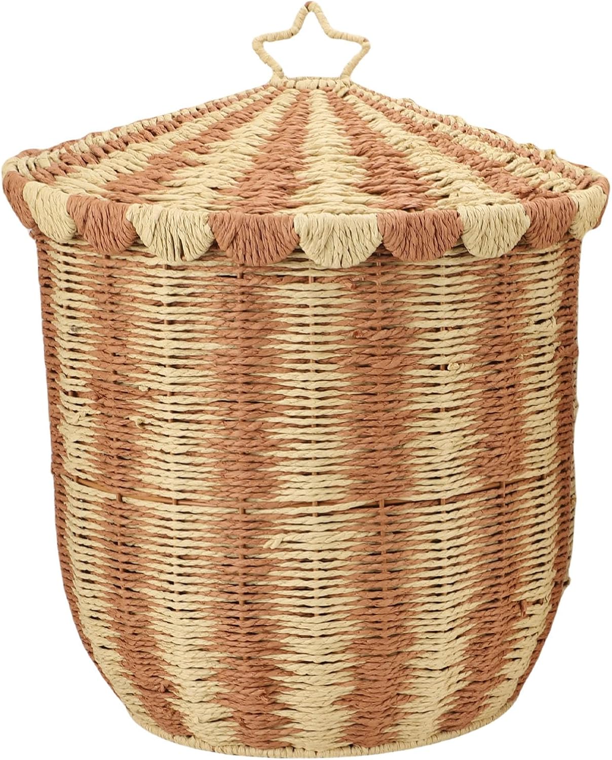Woven Storage Basket Retro Coffee Color Rattan Iron Large and Small Woven Organizer for Clothes Toys Dorm Bedroom Game Room Organizer (2 Pcs)
