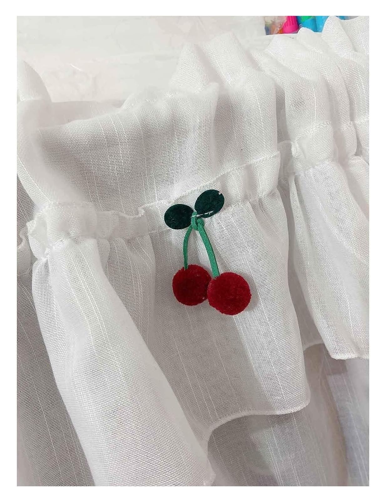 Tende da cucina con mantovana Tenda a strati bianca, Mezza tenda for la finestra del bar della cucina, Tenda traslucida con finiture for finestre Tenda corta,(WxL200x40cm/78.5x15.5in)