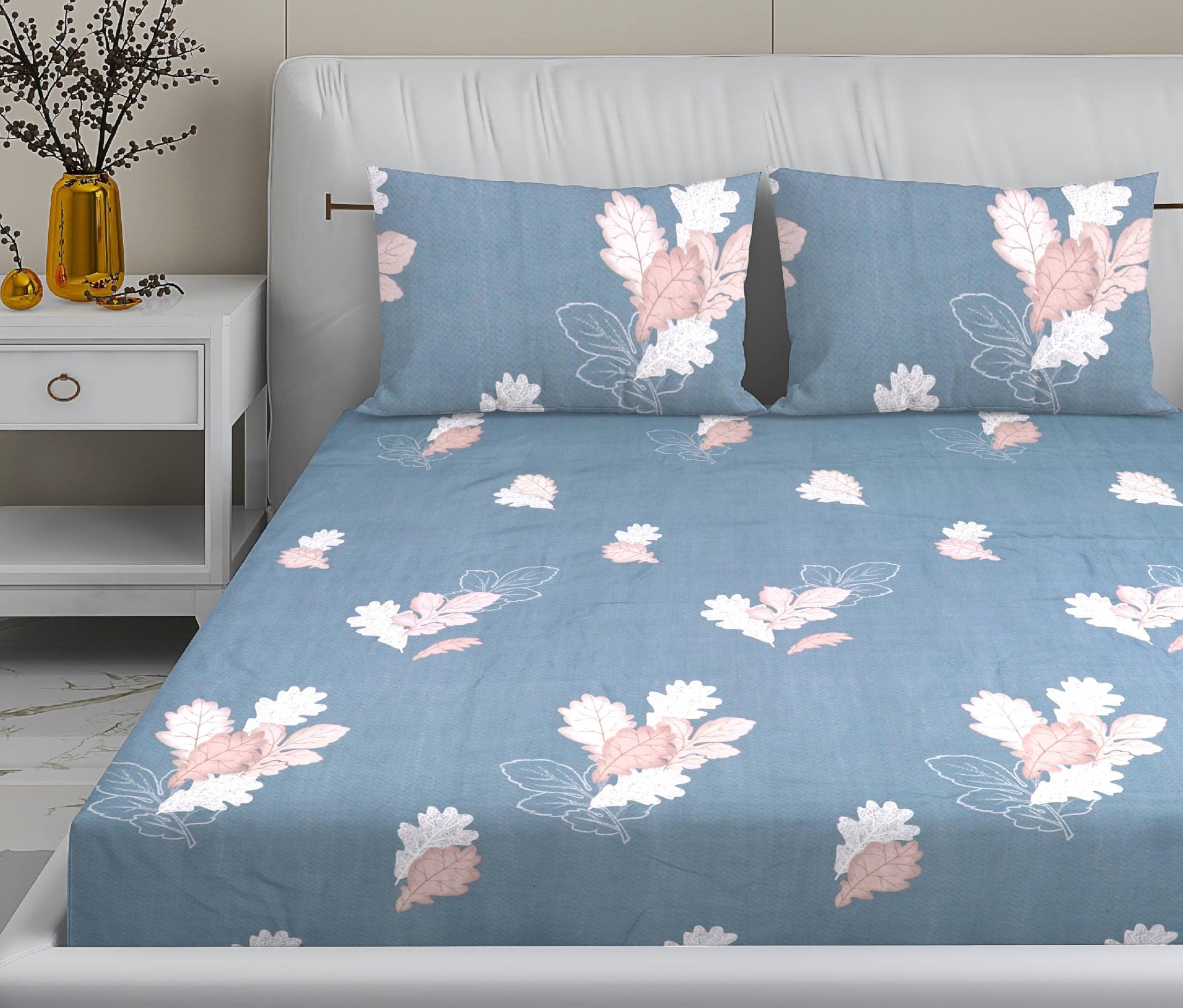 Petals Dreams 210 TC Glace Cotton King Size Bedsheet for Double Bed with 2 Pillow Covers (100x108 inch) (Sky Blue) (B0DF7DN1M2) Amazon Price History, Amazon Price Tracker