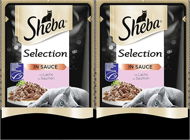 Sheba Mokra karma dla kotów Selection w sosie z łososiem, 24 worki (24 x 85 g)