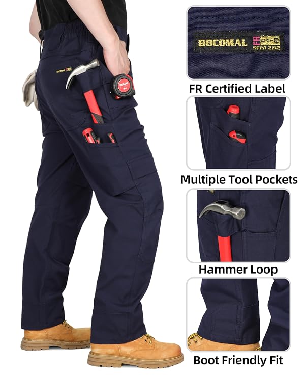 BOCOMAL FR Pants for Men Stretch Canvas Heavyweight Carpenter Relaxed Fit by BOCOMAL - Image 3
